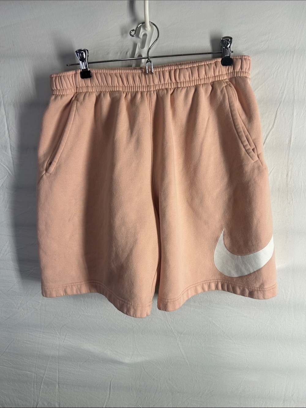 Nike Peach Lounge Fleece Shorts with White Swoosh
